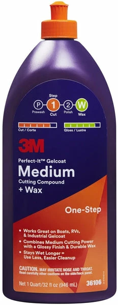 Budget π 3M 36106 Perfect-It Gelcoat Medium Cutting Compound + Wax, 1 Qt. β 1 Budget π 3M 36106 Perfect-It Gelcoat Medium Cutting Compound + Wax, 1 Qt. β