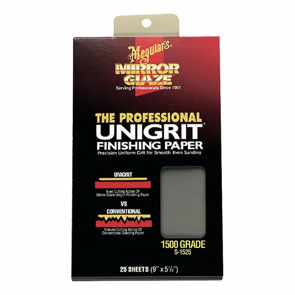 Budget π Meguiar's S1525 Mirror Glaze Unigrit Finishing Paper 1500 Grit (25 Sheets) π 1 Budget π Meguiar's S1525 Mirror Glaze Unigrit Finishing Paper 1500 Grit (25 Sheets) π